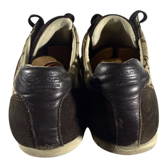 Coach Joss Sneakers Lace Up Signature Canvas Suede Brown Tan Size 11M Women’s - Picture 5 of 8